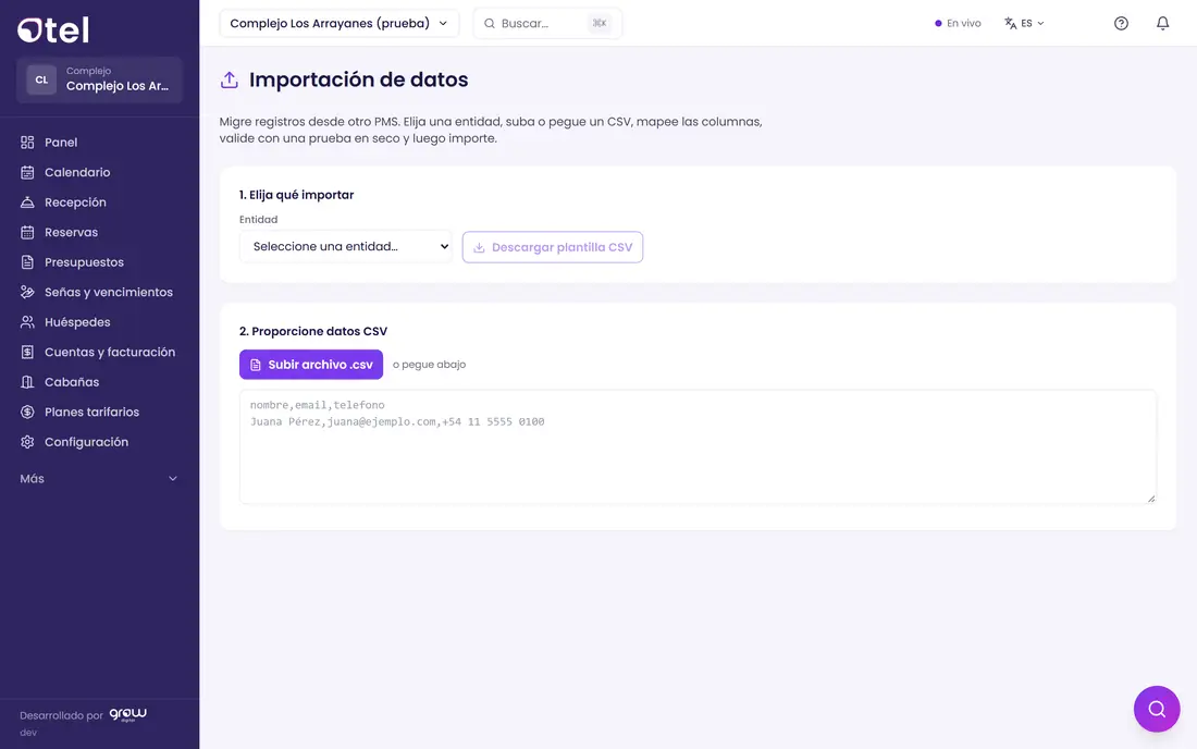 Importación de datos