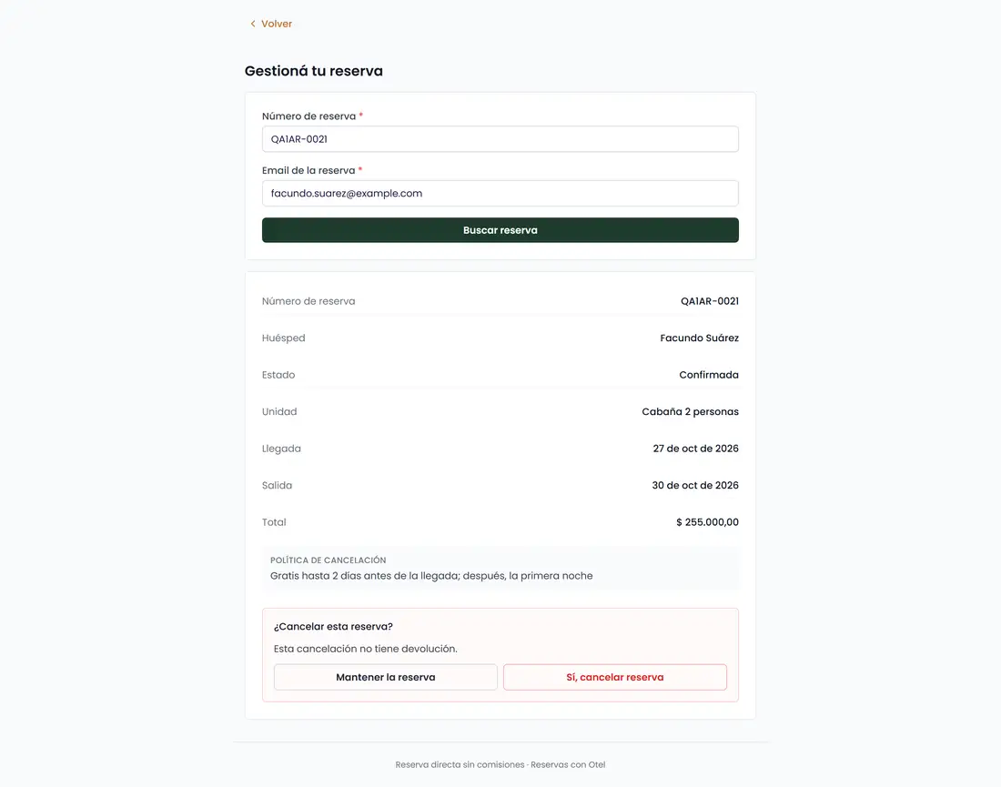 Cancelar desde Mi reserva